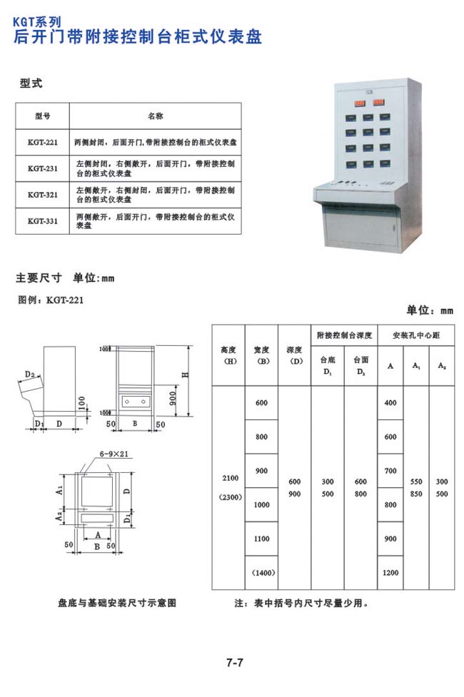 KGT系列-后开门带附接控制台柜式仪表盘